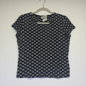 Vtg Y2K Kathie Lee Top Womens M Floral Stretch‎ Textured Festival Indie Hippie